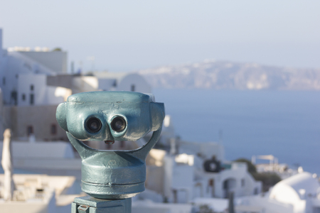 coin operated binoculars Oia Santoriniの写真素材