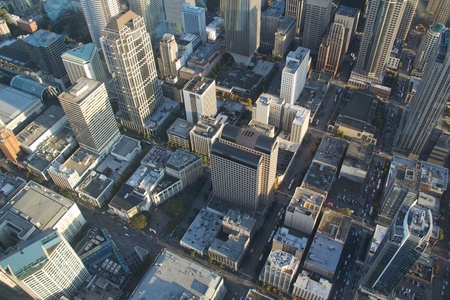 Aerial view of Seattle from small airplane at 1,500 feetのeditorial素材