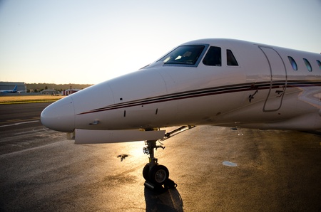 Citation X sits on the ramp at sunset.のeditorial素材