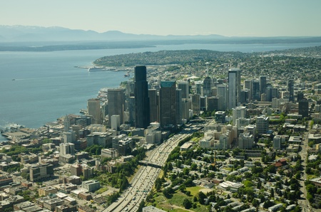 Aerial view of metropolitan area and bayのeditorial素材