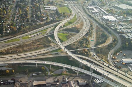 SR16 ends at I-5 in Tacoma, WA - aerial viewのeditorial素材