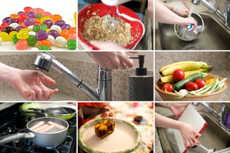 Composite of kitchen and food imagesの写真素材