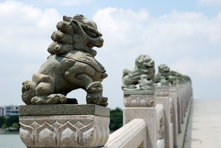 stone lions on the bridge