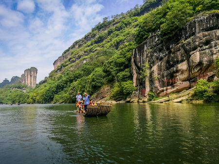 jiuquxi bamboo rafting, Wuyishan, Fujian Wuyishan Scenic Areaのeditorial素材