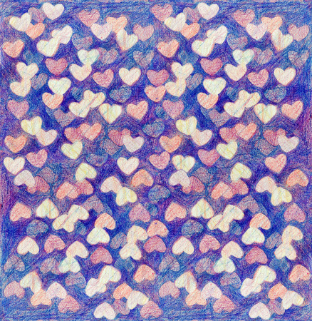 Many hearts on purple backgroundの写真素材