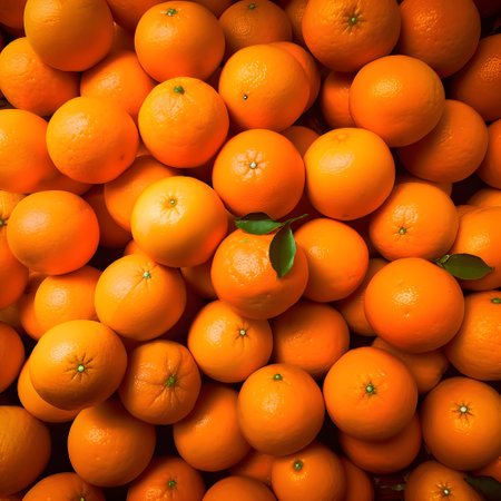 Lots of ripe oranges close up. Generative AI.の素材
