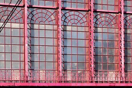 2018-10-01 Antwerp, Belgium: Glass windows of the glass vault of Antwerp Central Railway Station.のeditorial素材