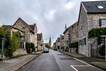 Village view on main street and historical houses of Old Breinig, DEのeditorial素材
