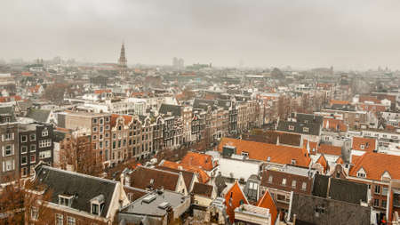Arial view over Amsterdam from the top of the Old Churchの写真素材