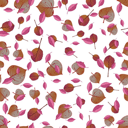 Autumn leaves. Seamless pattern. Season holidays decoration, wrapping paper, textile print, generic fall background etc. Vector illustration on white background.のイラスト素材