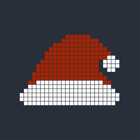 Pixel santa hat.Pixel art. Vector illustration for games and applications. 8 bit.のイラスト素材
