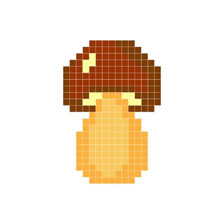 Mushroom on a white background. Pixel art. Illustration for games and applications. Vector illustration.のイラスト素材
