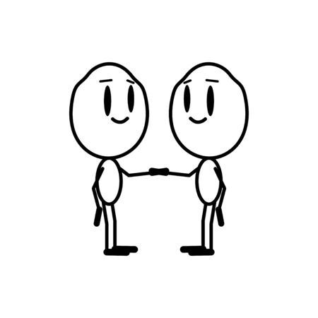Shake hands. Vector illustration cartoon character, line design.のイラスト素材