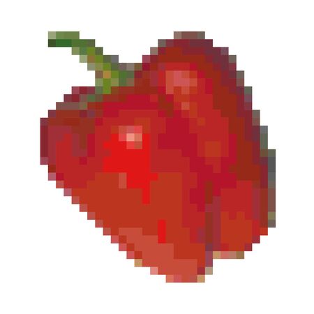 Pixel graphic red bell pepper. Fresh vegetable, healthy product. 8 bit. Vector illustration.のイラスト素材