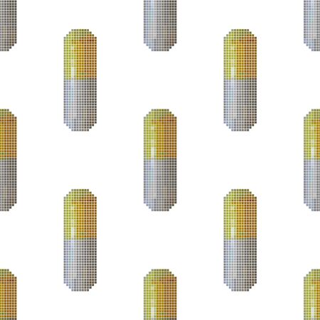 Capsules seamless pattern on a white background. Pixel Graphics. Medical seamless pattern and pharmacy background, healthcare concept. 8 bit .Vector illustration.のイラスト素材