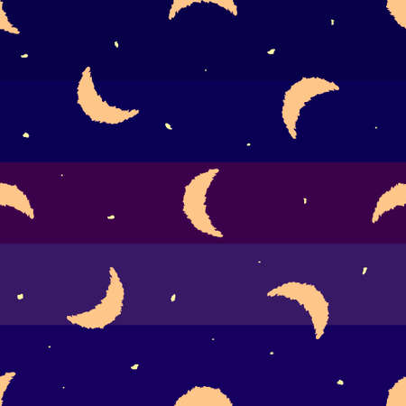 Seamless background with month and stars. Night, vector illustration.のイラスト素材