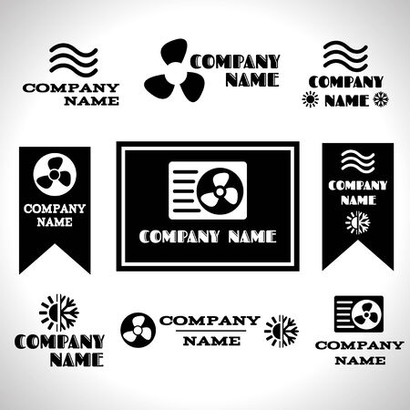 Collection of flat ventilation and conditioning system logo badges and labelsのイラスト素材