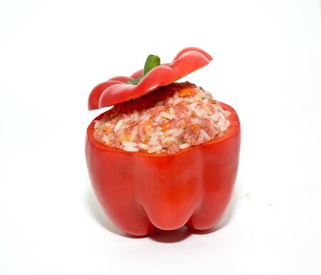 Paprika with filling from the ground meatの写真素材