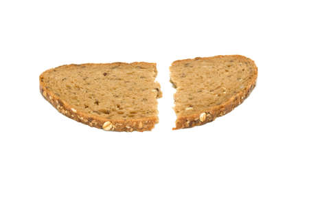 Bread piece on a white backgrounの写真素材