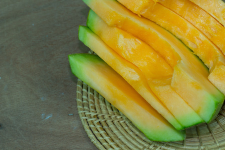 Japanese melon slide fruit backgroundの写真素材