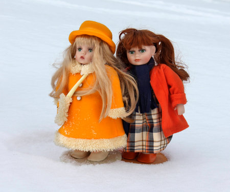 Dolls in the snowの写真素材
