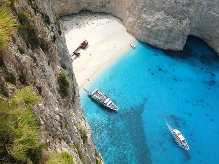 Shipwreck beach - the most popular tourist destination in Zakynthos Island, Greeceの写真素材