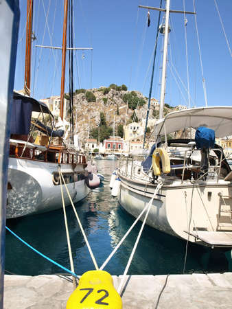 Yialos, the harbour of Symi island, Greece のeditorial素材