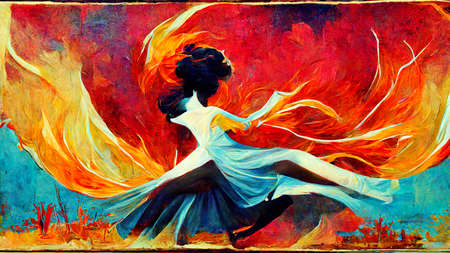 abstract drawing of a dancing girlの素材