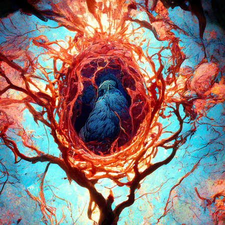 fire cocoon, fantasy illustration sci-fi, fantasy cocoon in cartoon manga artの素材