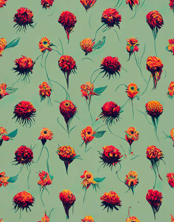 different roses, abstract, illustration patternの素材