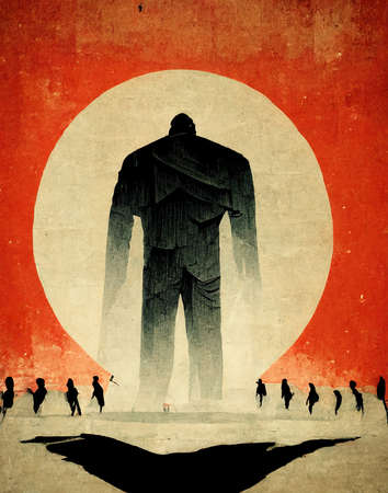 classic monster poster in old japanese style, cartoon artの素材