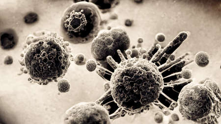 virus in black white illustrationの素材