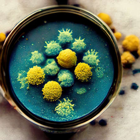 spreading of a virus, corona virus under the magnifying glass illustrationの素材