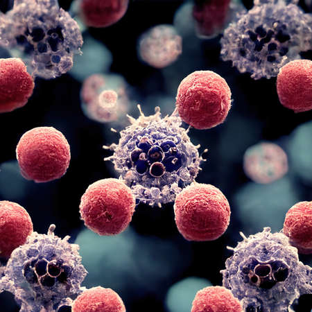 corona virus in a blood atmosphere, illustrationの素材