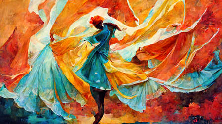 traditional, beautiful spain dance contest poster, woman single danceの素材