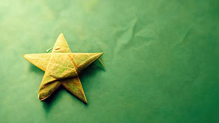 a star made with paper, origam, realistic illustrationの素材