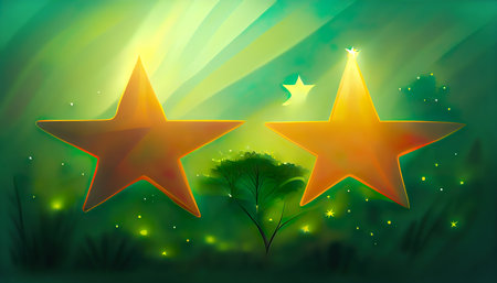 two stars trying to touch each other, children book illustrationの素材
