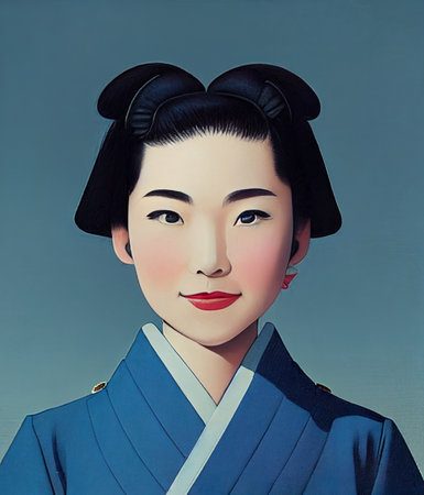 beautiful young woman illustrtation, red lips - renderの素材