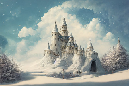 beautiful winter castle, fairytale castle - renderの素材