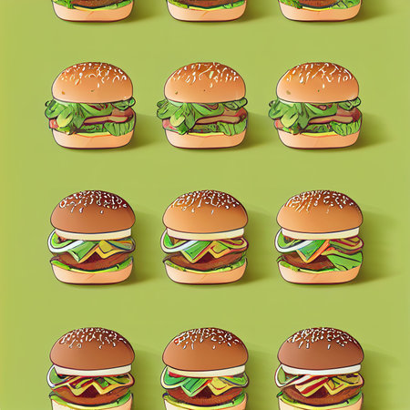 american food illustration, burger fast food pattern, patternsの素材