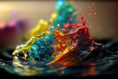 colorful wave detonation as splash, water effect - illustrationの素材