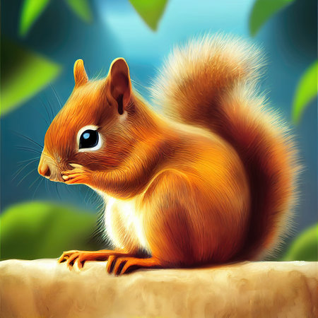 squirrel illustration in a style of pencil, beautiful nature 2の素材