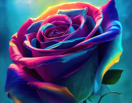 blue fantasy rose with a shining part, artの素材