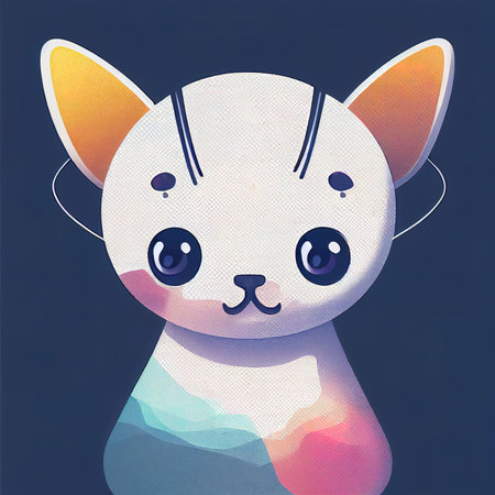 an avatar illustration of an anime manga cat in space suit - illustrationの素材