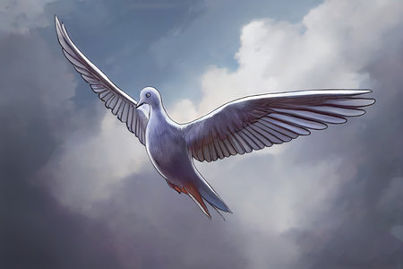 flying dove, concept art illustration of a pidgeon, artの素材