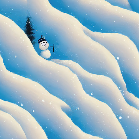 cartoon illustration of a snowman with an umbrella, children art illustrationの素材