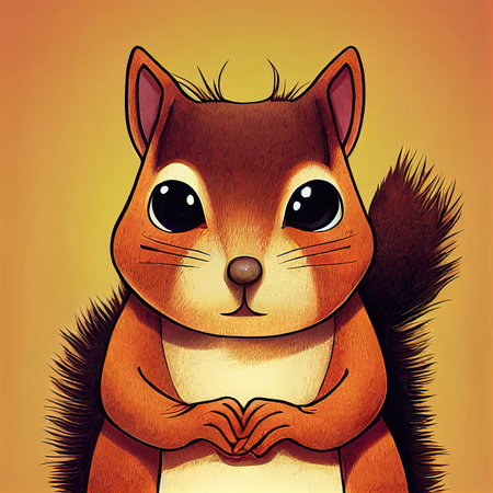 squirrel portrait illustration in cartoon style, beautiful squirrel artの素材