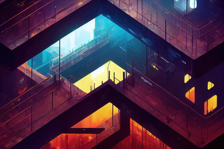 an architecture illustration scene of a future city artの素材