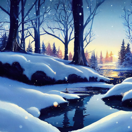 cartoon illustration in winter, snow scene part 2の素材