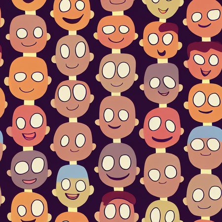 colorful strange cartoon faces with different emotions, cartoon artの素材
